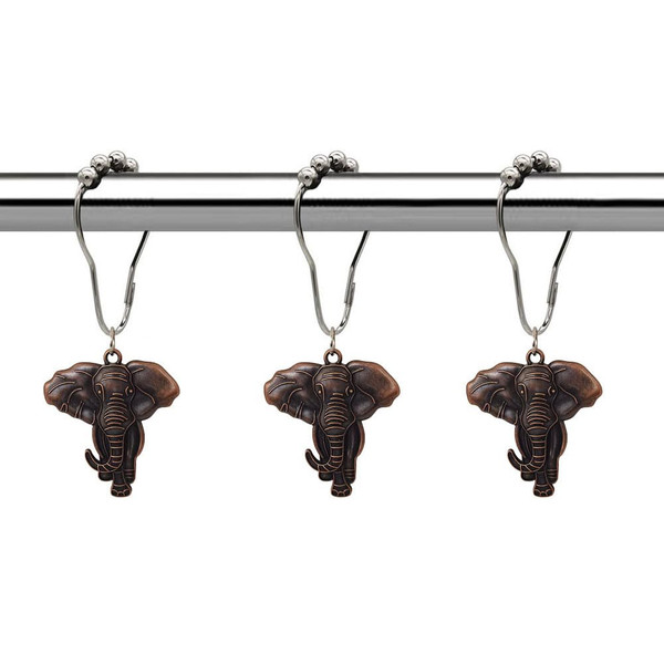 12Pcs Elephant Shower Curtain Hooks for Nature Animal Home Decor