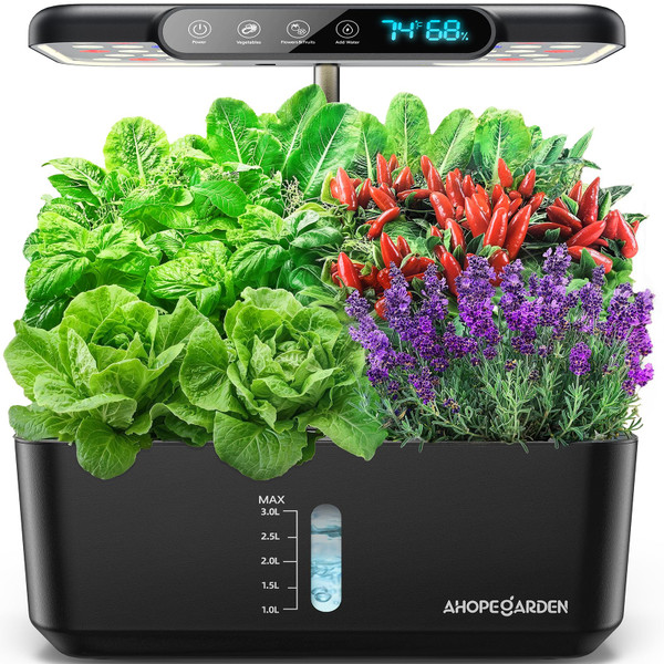 Ahopegarden Hydroponics Growing System: 10 Pods Temp ＆ Humidity Display