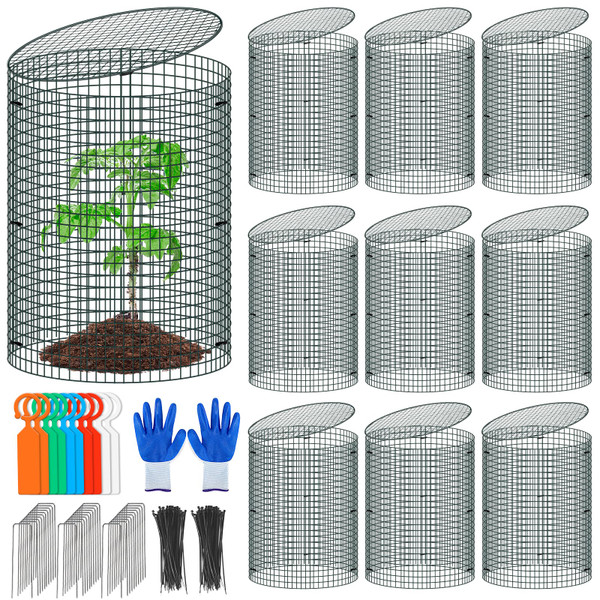 10 Pack Wire Plant Protector with Cover, 16"x12"