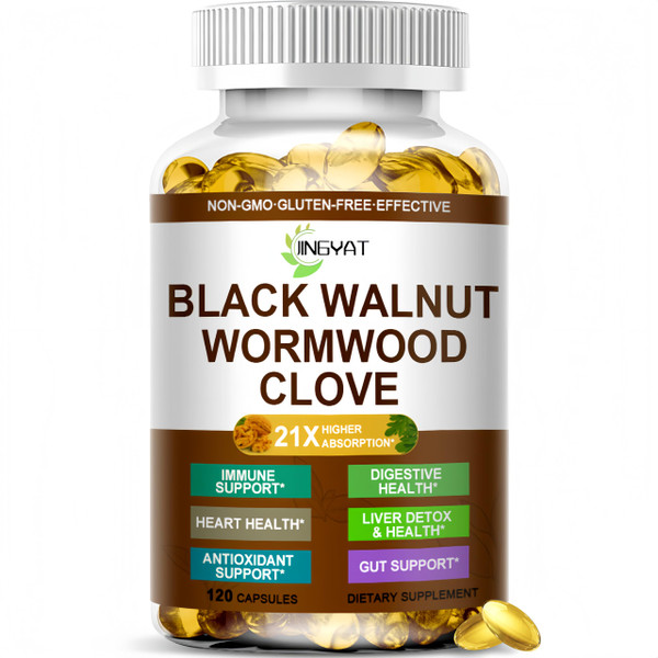 JINGYAT Wormwood Black Walnut Cleanse for Humans - High Absorption Wormwood Black Walnut Cloves Softgels for Digestive Cleanse Detox - Soursop Pumpkin Seed Oil of Oregano Turmeric Berberine - Non-GMO