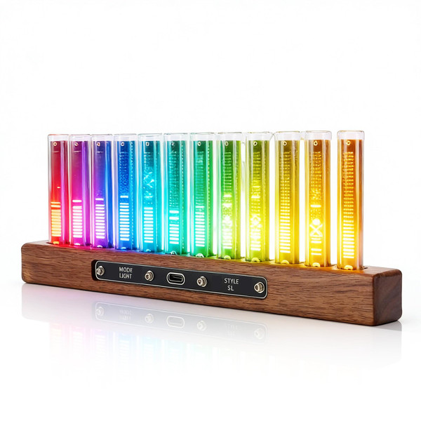 LED Music Spectrum Display, 12 Light Tubes 240 RGB LEDs Audio Analyzer, Wireless Music Visualizer with Adjustable Color for Home Party