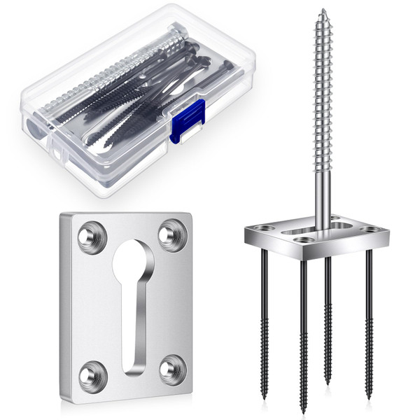 Shimeyao 2 Sets Newel Post Mounting Kit, Handrail Fastener, Silver
