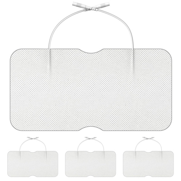 DOMAS Large TENS Pads for Lower-Back Pain Relief, Compatible with TENS 7000 and Other 2.0mm Pin Units, 4"×8", Dual-Lead, Reusable, Latex-Free, 4-Pack