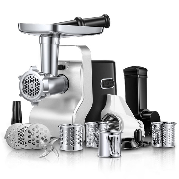 Electric Meat Grinder Heavy Duty - 5 in1 Meat Grinders for Home Use - 3000W Max Powerful - Sausage Stuffer with 3 Stainless Steel Grinding Plates - Size #12 (black)