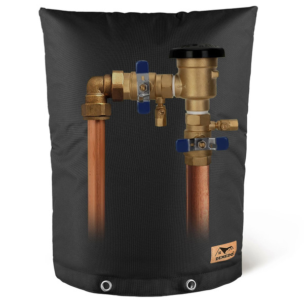 Backflow Preventer Insulation Cover - Water Pipe Insulation Sprinkler Cover for Outside - Insulated Backflow Cover Pouch for Irrigation Back Flow Valve in Winter or Sun Exposure (16"W x 20"H, BLACK)