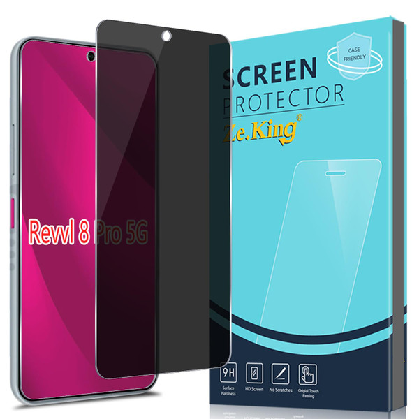 Zeking [2 Pack] for T-Mobile Revvl 8 Pro 5G Privacy Tempered Glass Screen Protector, Anti-Spy[Anti-Scratch] HD Clarity 9H Hardness[Bubble Free]