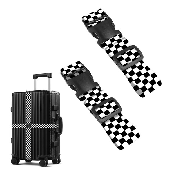 Nuxovilar Luggage Straps of 2 Set Black and White Checkerboard 1.96x70.86in