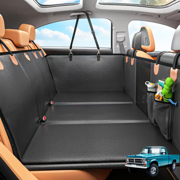 MYJAQI Back Seat Extender for Dogs, Hard Bottom Dog Truck Car Seat Cover