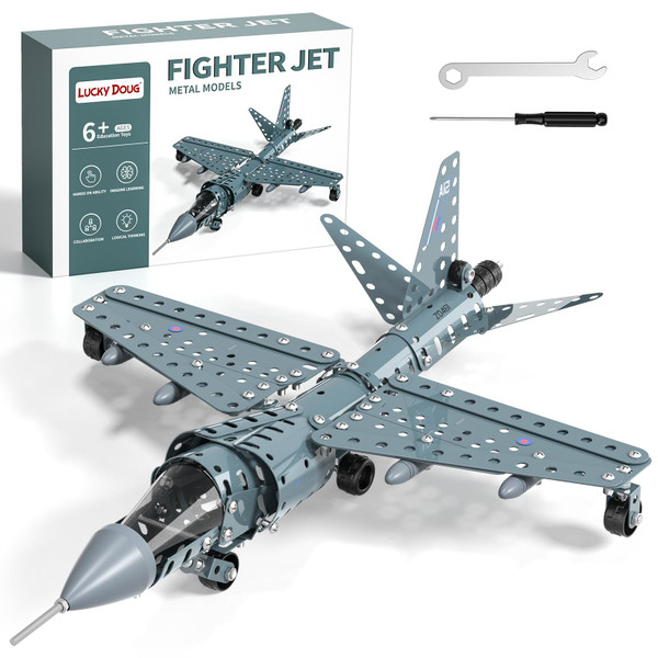 Lucky Doug STEM Building Projects Model Airplane Jet Set - Building Toys for Kids Ages 8-12, Assembly Science Kit for Boys 8 9 10 11 12 Years Old