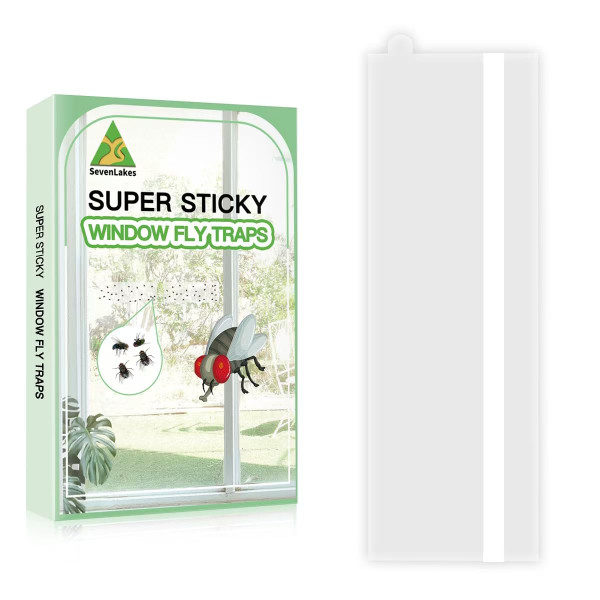 60 Pack Window Fly Traps, Clear Sticky Insect Catchers for Windows, Non-Toxic, Odorless, Waterproof Bug Trap for Fruit Flies, Gnats, House Flies & More – Indoor/Outdoor Insect Control Solution