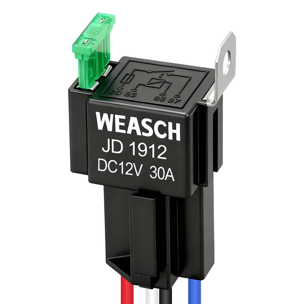 Fuse Relay Switch Kit, 12V 30A, 4 Pin SPST, 30A Switch Harness Set, Automotive Electrical Relays with 14 AWG Hot Wires (1)