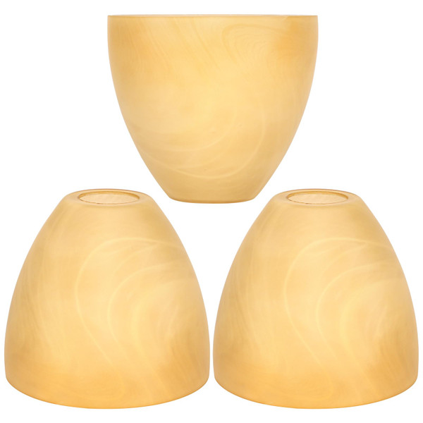 3 Pack Amber Alabaster Bell Glass Lamp Shade Replacement, 1-5/8" Fitter