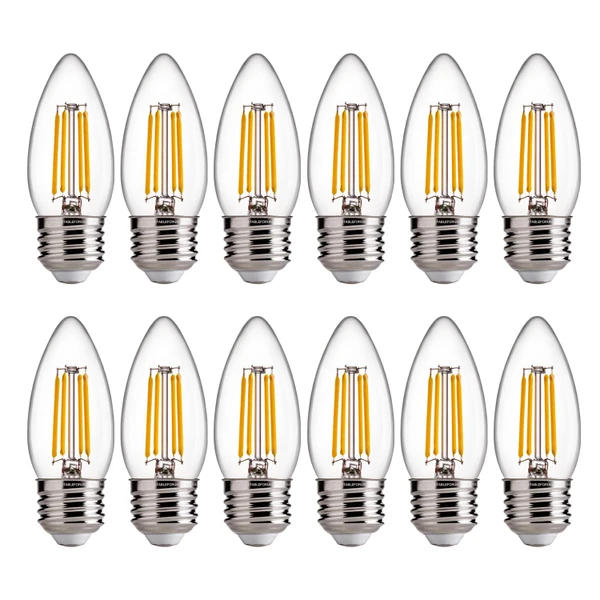 FLSNT B11 E26 Base LED Candelabra Light Bulbs 60W Equivalent, Dimmable, LED Candle Light Bulbs, 2700K Soft White, 12 Pack