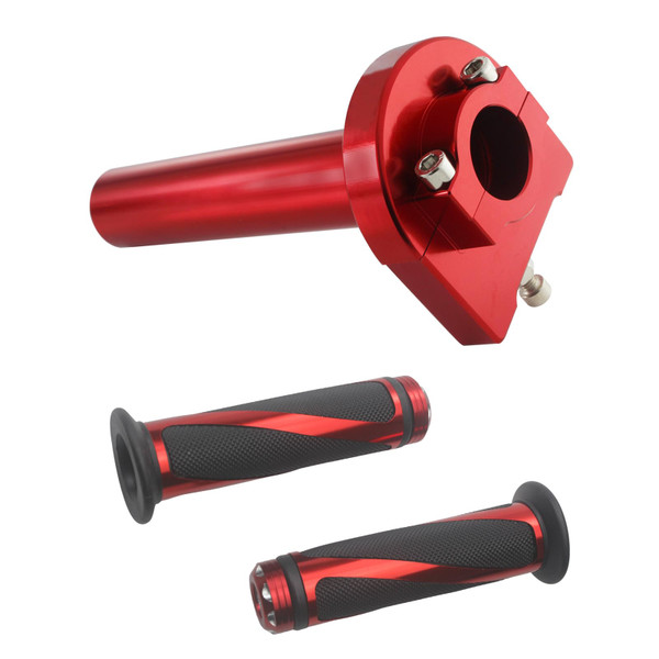 Motorcycle CNC Aluminum Universal Throttle Grip 7/8" 22mm Quick Twister Tube Motorized Lever Control with Handle bar Hand Grips for Most Scooter Sportbikes R1 R6 R6S R3 ATV Motorbike (Red)