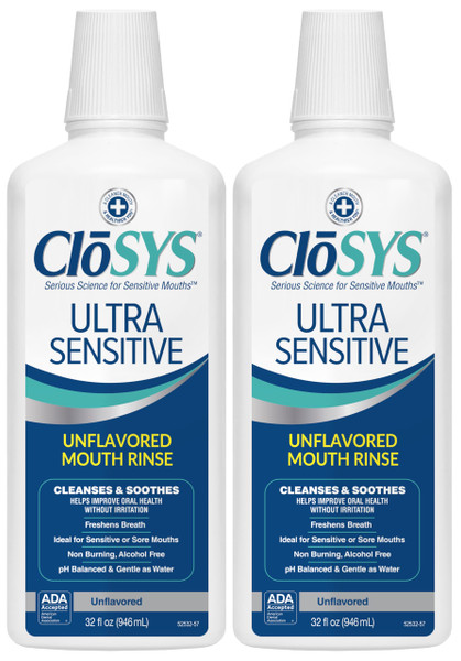 CloSYS Ultra Sensitive Mouthwash, 32 Oz, 2 Pack, Alcohol Free Mouthwash