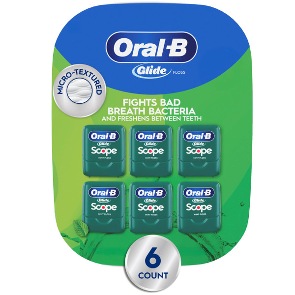 Oral-B Glide Dental Floss with Scope Outlast Mint Flavor, Value 6 Pack (40m Each)