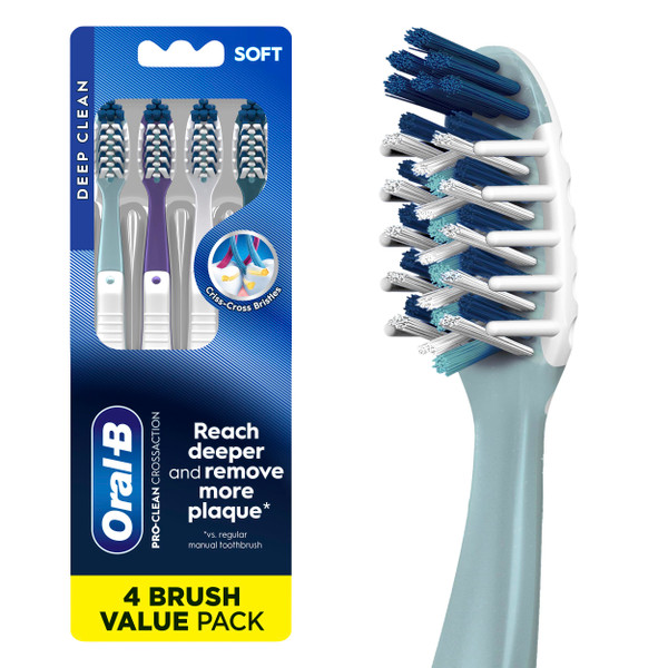 Oral-B CrossAction All In One Toothbrush, Soft, Deep Plaque Removal, 4 count