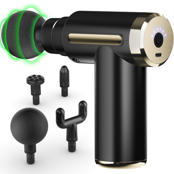 cotsoco Massage Gun Deep Tissue for Pain Relief with 4 Massage Heads & 6 Speeds, Electric Mini Handheld Body Massager for Any Pain Relief, Best Gifts for Men and Mom