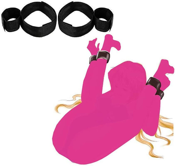 Sex Bed Bondage Restraints Rope Kit Straps Bondaged Bed Tie Downs Fuzzy Handcuffs Hand Cuff Set for Adults Grownups Bedroom Sex Hand Cuff Bracelets Bed Restraint for Queen Sized Bed Sweater HQ-2