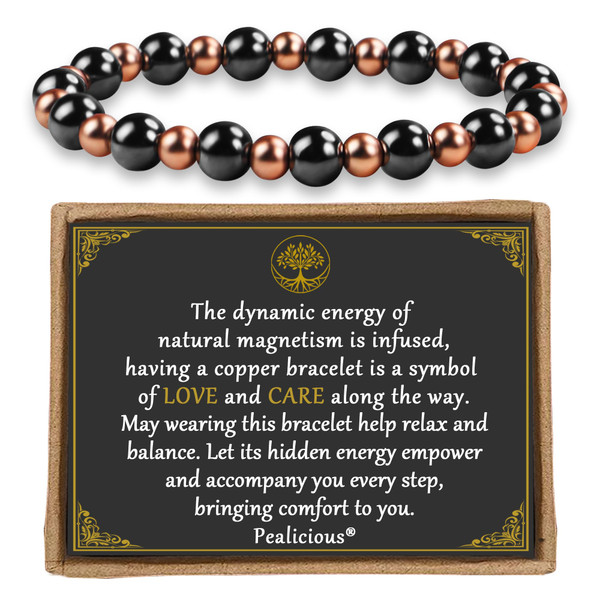 PEALICIOUS Copper Bracelet for Women and Men with 3800 Gauss Magnetic Bead