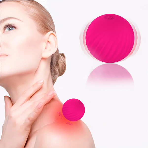 Kelemeida Handheld Portable Massage Electric Vibrating Waterproof Balls for Myofascial Release, Trigger Point Therapy, Muscle Knots, and Yoga Therapy, Pain Relief & Muscle Recovery. (Rose Red)