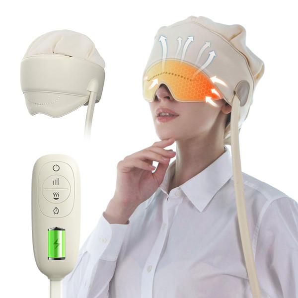 FSA Eligible HSA Approved Head Massager for Headaches, Eye Massager with Heat, 2200 mAh Electric Rechargeable Head Tool for Stress Relief, Migraine Relief Massager for Forehead, 6 Zone Kneading