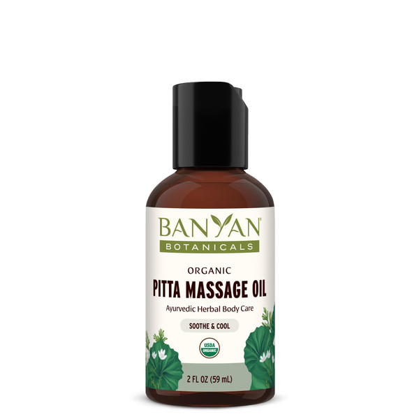 Banyan Botanicals Pitta Massage Oil – Organic Massage Oil Infused with Ayurvedic Herbs – with Gotu Kola and Guduchi (Tinospora cordifolia) – 2 oz. – Non-GMO Sustainably Sourced Abhyanga Massage Oil