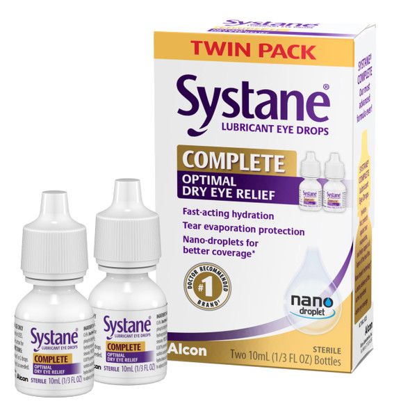 Systane Complete Lubricant Dry Eye Relief Drops, 0.34 Fl Oz, Twin Pack