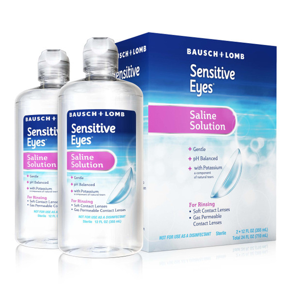 Bausch + Lomb Sensitive Eyes Saline Solution for Contacts, 12 oz 2-Pack