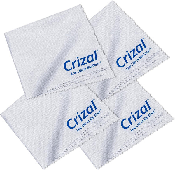Crizall Eyeglass Cleaning Cloths – 4 Pack Premium Microfiber – Safest Cloth for AR Lenses – #1 Doctor Recommended for Eyeglasses, Screens & Cameras