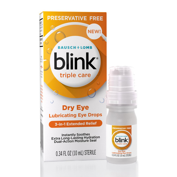 Blink Triple Care Preservative Free Lubricating Eye Drops, 0.34 fl oz