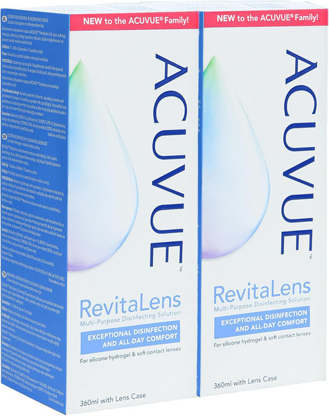 ACU vue Revita Contact Lens Solution, Multi-Purpose Disinfecting Solution for Soft Contact Lenses, Lens Case Included, 12.17 fl oz (360ml), Pack of 2