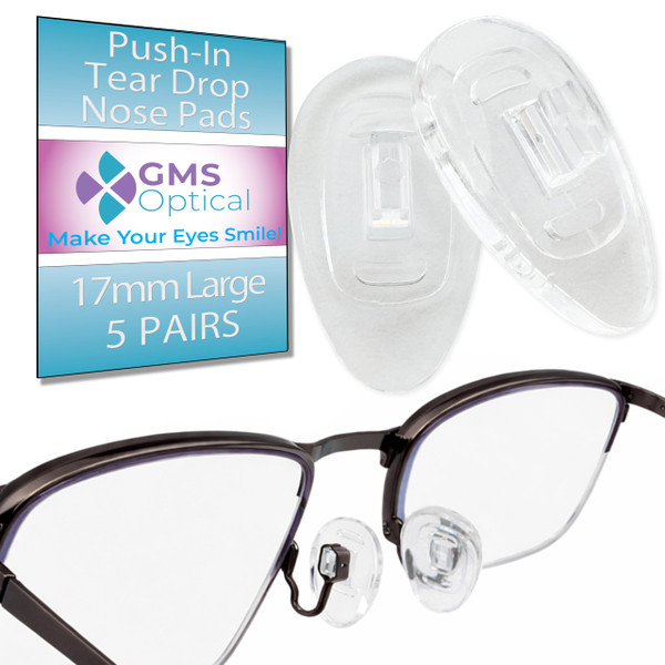 Push-in Nose Pads Teardrop 17mm Large, 5 Pairs Nose Pads for Glasses