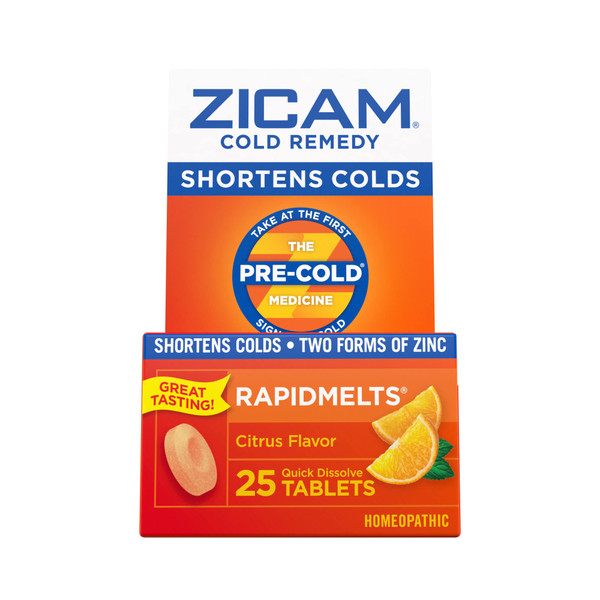 Zicam Zinc Cold Remedy RapidMelts Quick-Dissolve Tablets Lemon-Lime Flavor with Echinacea 25ct