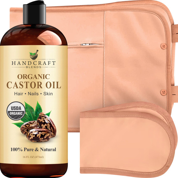 Handcraft Blends Organic Castor Oil with Pack Wrap - 16 Fl Oz