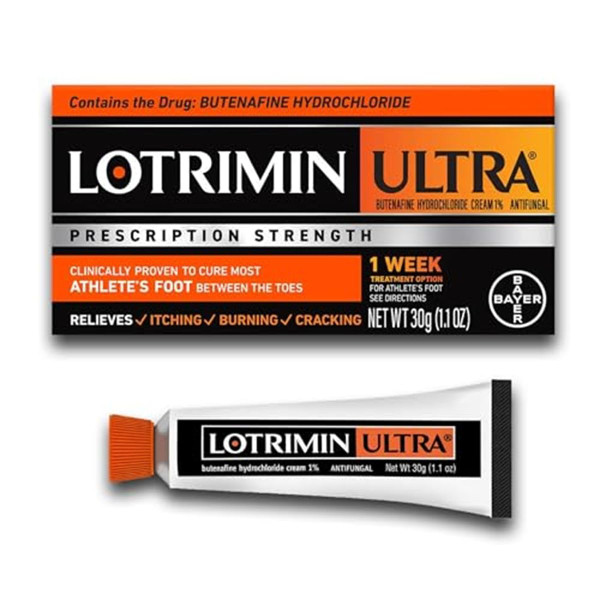 Lotrimin Ultra 1 Week Athlete's Foot Treatment, Prescription Strength Butenafine Hydrochloride 1%, Cures Most Athlete’s Foot Between Toes, Cream, 1.1 Oz