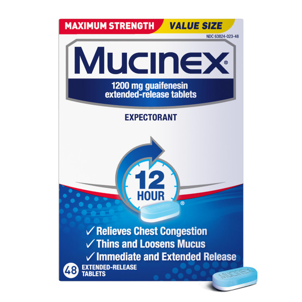 Mucinex 12Hr Max Strength Expectorant, Chest Congestion Relief, 48 Tablets