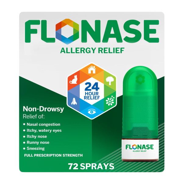 Flonase Allergy Relief Nasal Spray Fluticasone Propionate, 72 Sprays