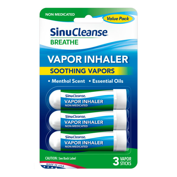 SinuCleanse Vapor Inhaler, Portable Non-Medicated Refreshing Vapors, 3 Pack