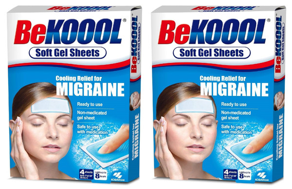 BeKOOOL Migraine Gel Sheets - 4 Count - Pack of 2