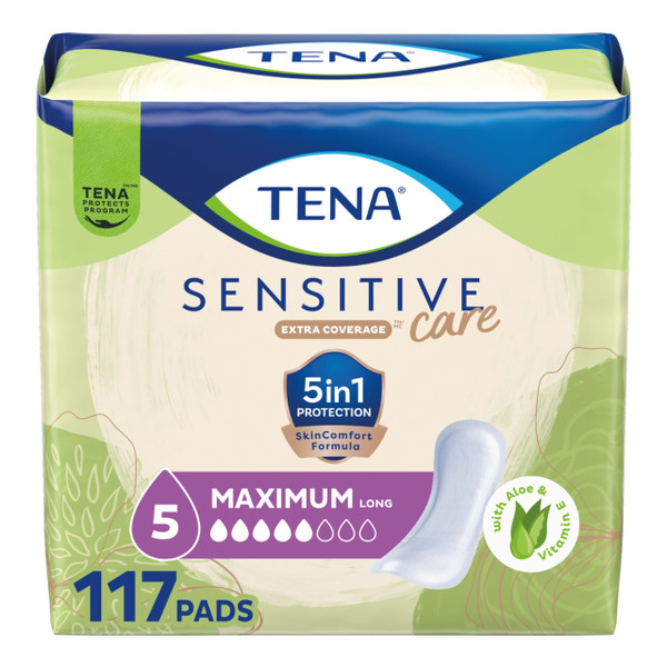 Tena Sensitive Bladder Control Pad, Heavy Absorbency, Women, 15 in, 117 ct