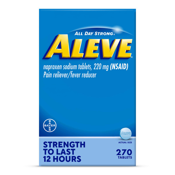 Aleve Pain Reliever & Fever Reducer Tablets, Naproxen Sodium, Headache, Back and Body Pain Relief Medicine, 270 Count