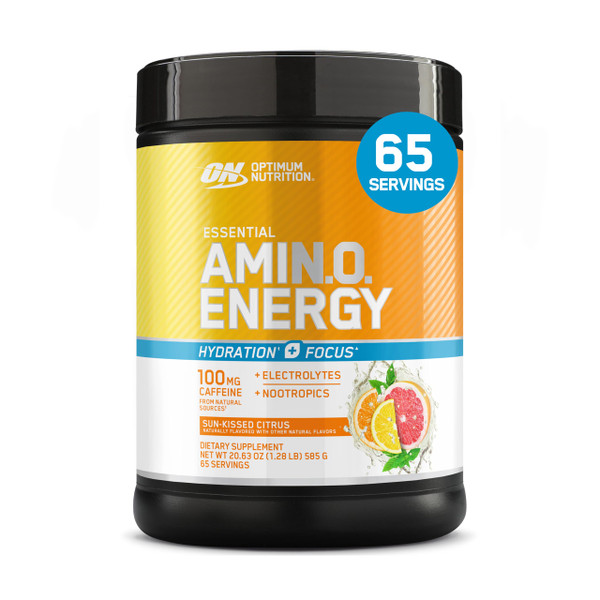 Optimum Nutrition Amino Energy Powder Plus Focus, Sunkissed Citrus, 21 Oz