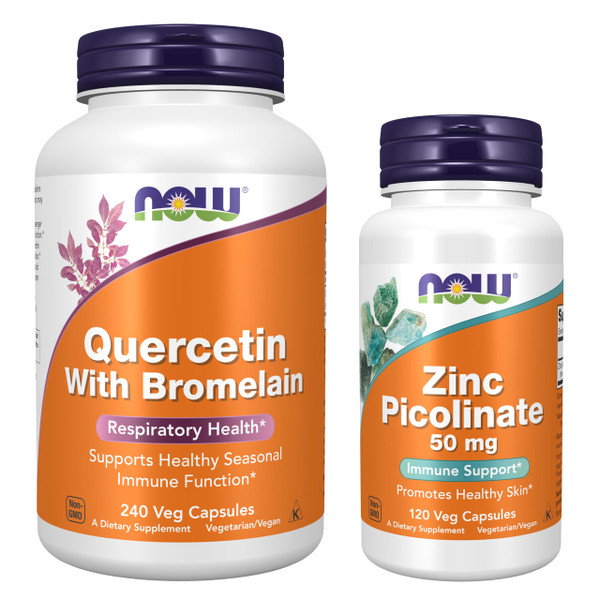 NOW Foods Zinc & Quercetin with Bromelain Supplements Bundle