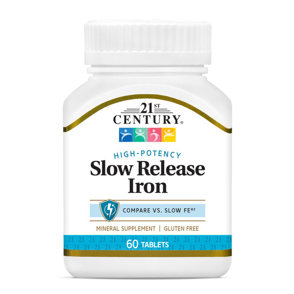 21st Century Slow Release Iron Tablets, 60 Count (Pack of 3)