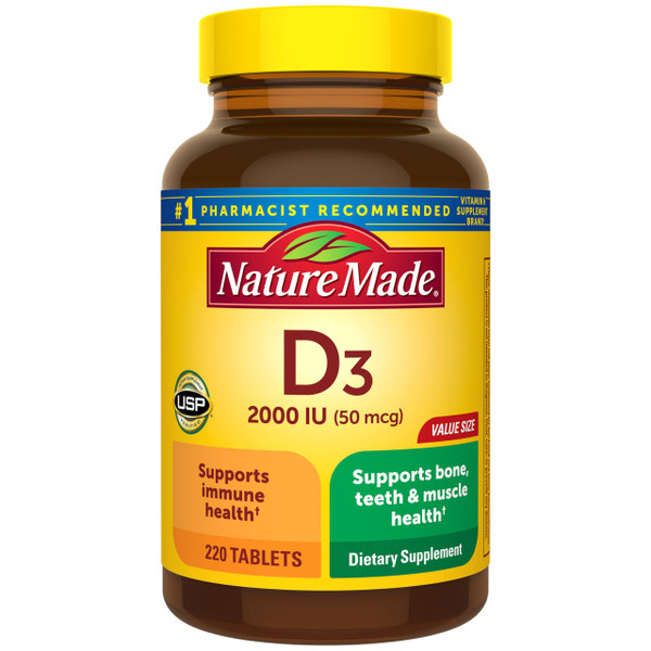 Nature Made Vitamin D3 2000 IU (50 mcg), 220 Vitamin D Tablets