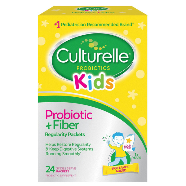Culturelle Kids Probiotic + Fiber Packets, Ages 1+, Unflavored, 24 Count