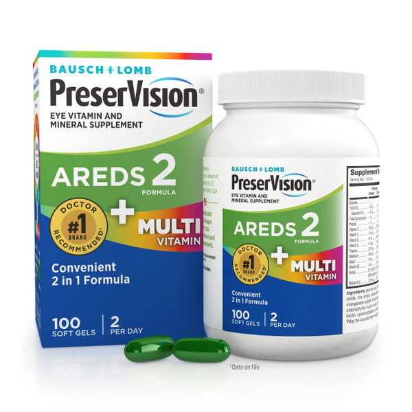 PreserVision AREDS 2 + Multivitamin Eye Vitamins, 100 Softgels