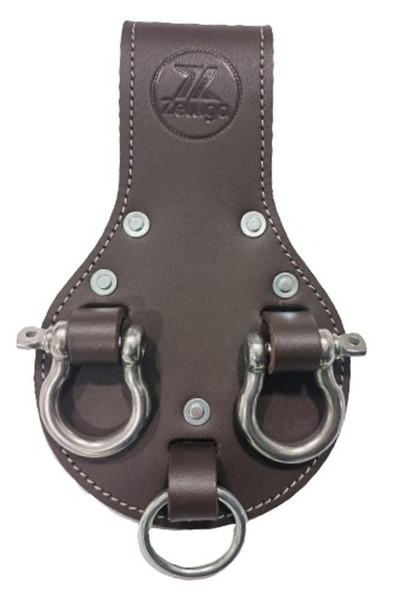 Zeluga 20-412 Premium Leather 3 Rings Spud Wrench Holder, Heavy Duty Bull Pin Holder for Tool Belt, Tunnel Connection, Coffee