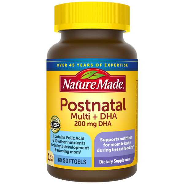 Nature Made Postnatal Multivitamin + DHA 200 mg, 60 Softgels